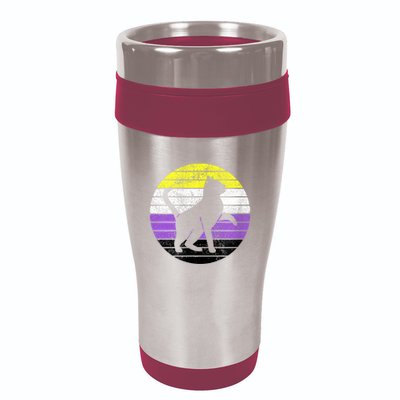 Cute Kitten Cat Nonbinary Pride Lgb Quotes Non Binary Flag 16oz Travel Tumbler