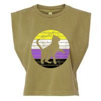 Cute Kitten Cat Nonbinary Pride Lgb Quotes Non Binary Flag Garment-Dyed Women's Muscle Tee