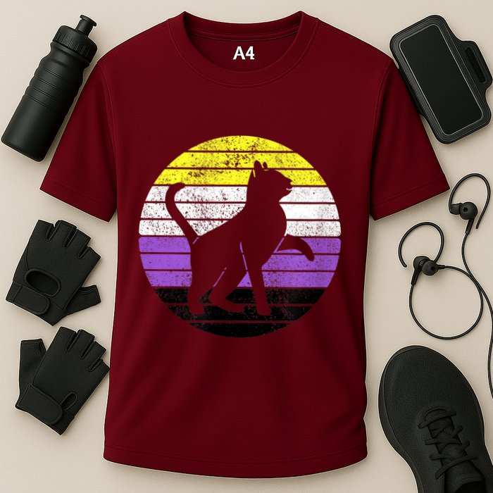 Cute Kitten Cat Nonbinary Pride Lgb Quotes Non Binary Flag Performance Shirt
