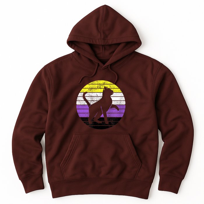 Cute Kitten Cat Nonbinary Pride Lgb Quotes Non Binary Flag Hoodie