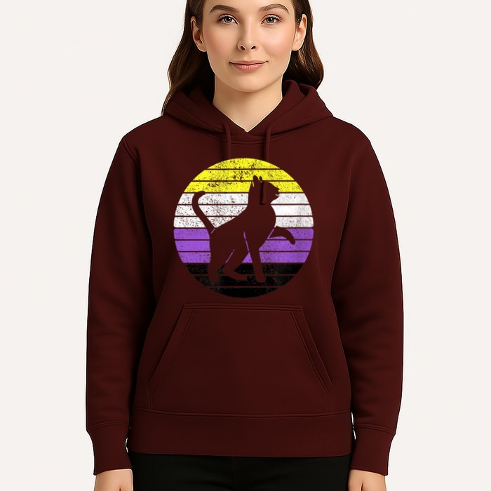 Cute Kitten Cat Nonbinary Pride Lgb Quotes Non Binary Flag Hoodie
