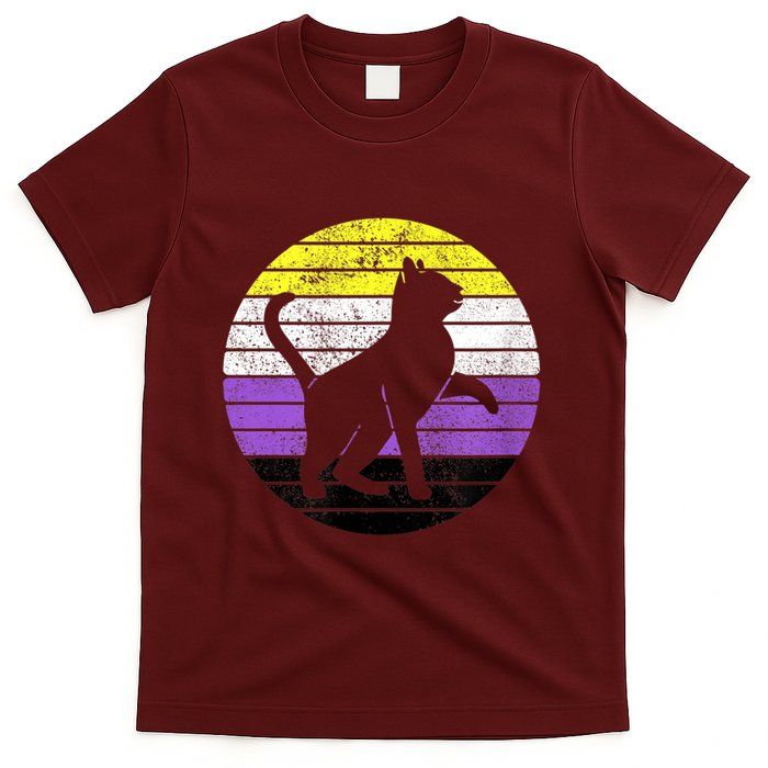 Cute Kitten Cat Nonbinary Pride Lgb Quotes Non Binary Flag T-Shirt