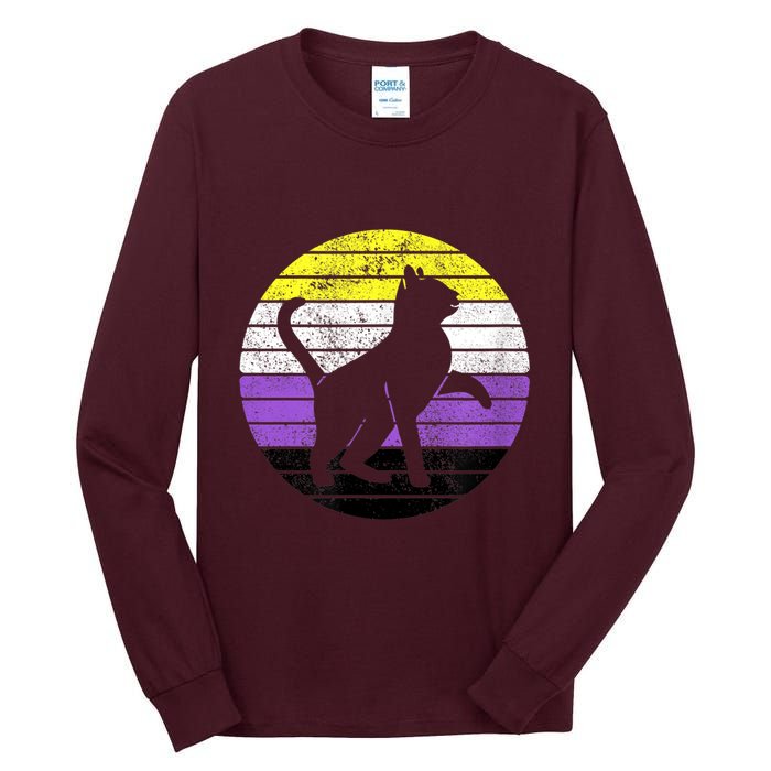 Cute Kitten Cat Nonbinary Pride Lgb Quotes Non Binary Flag Tall Long Sleeve T-Shirt
