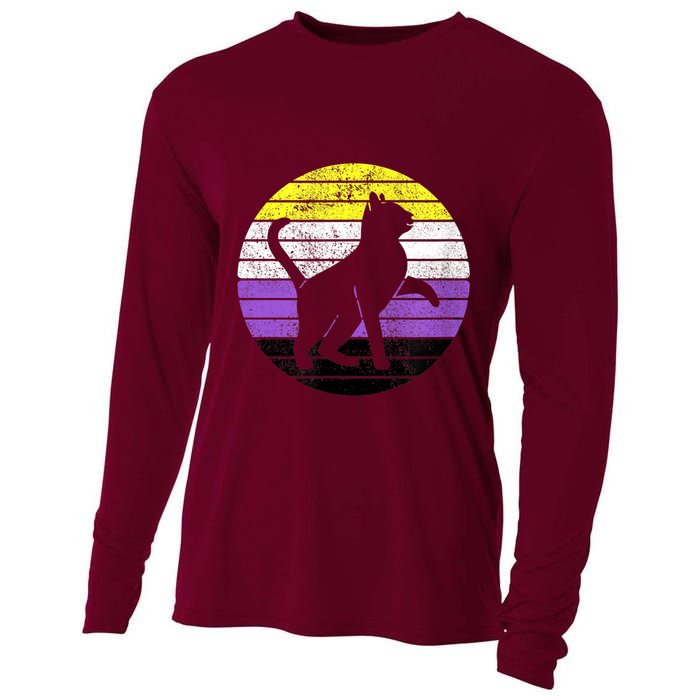 Cute Kitten Cat Nonbinary Pride Lgb Quotes Non Binary Flag Cooling Performance Long Sleeve Crew