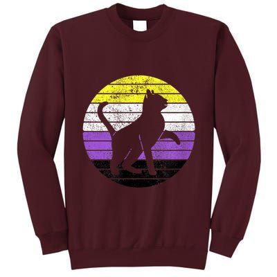 Cute Kitten Cat Nonbinary Pride Lgb Quotes Non Binary Flag Tall Sweatshirt