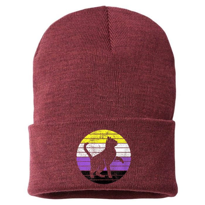 Cute Kitten Cat Nonbinary Pride Lgb Quotes Non Binary Flag Sustainable Knit Beanie