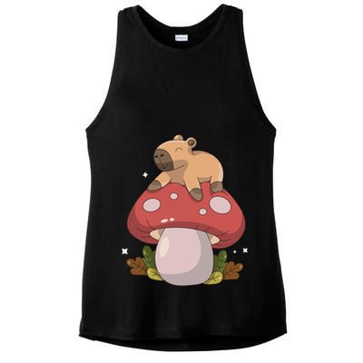 Cute Kawaii Capybara Mushroom Cottagecore Aesthetic Ladies PosiCharge Tri-Blend Wicking Tank