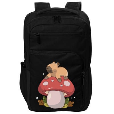 Cute Kawaii Capybara Mushroom Cottagecore Aesthetic Impact Tech Backpack