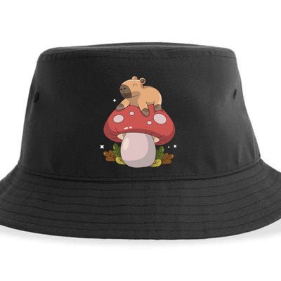 Cute Kawaii Capybara Mushroom Cottagecore Aesthetic Sustainable Bucket Hat