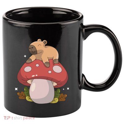 Cute Kawaii Capybara Mushroom Cottagecore Aesthetic 11oz C Handle Ceramic Mug