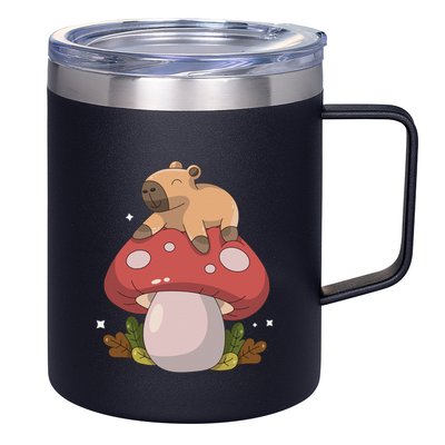 Cute Kawaii Capybara Mushroom Cottagecore Aesthetic 12oz Stainless Steel Coffee Mug