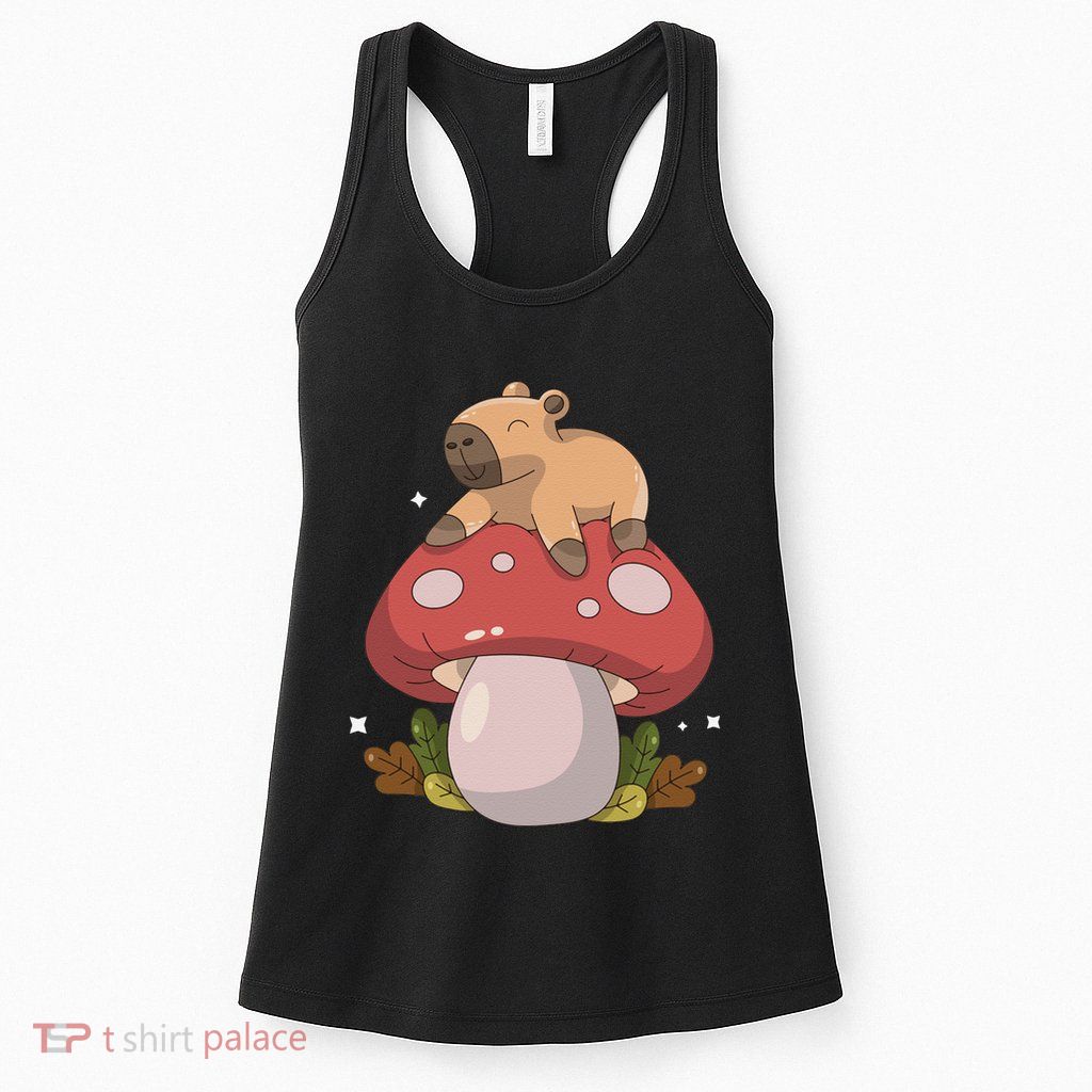 Cute Kawaii Capybara Mushroom Cottagecore Aesthetic Womens Tank Top