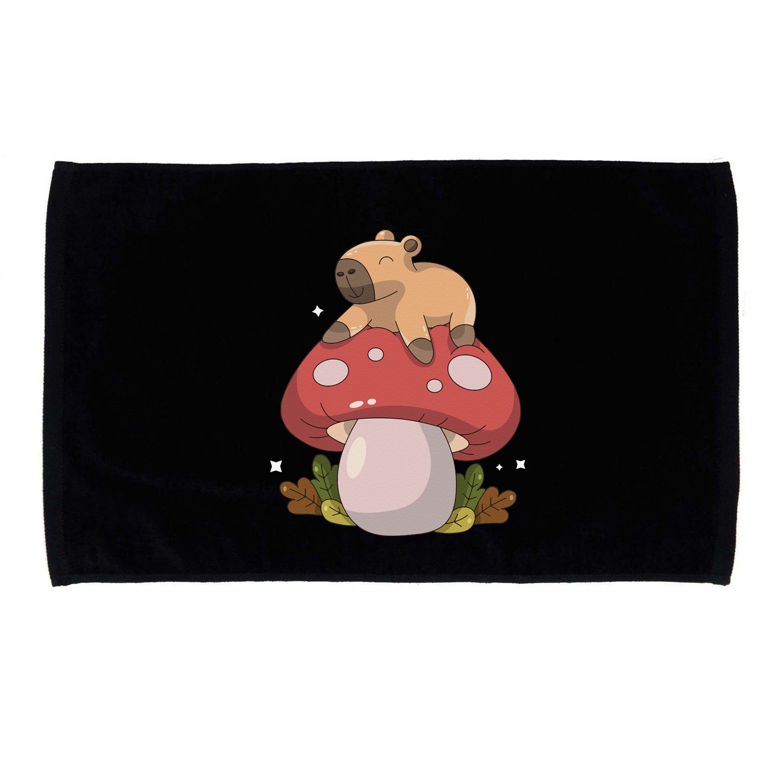 Cute Kawaii Capybara Mushroom Cottagecore Aesthetic Microfiber Hand Towel