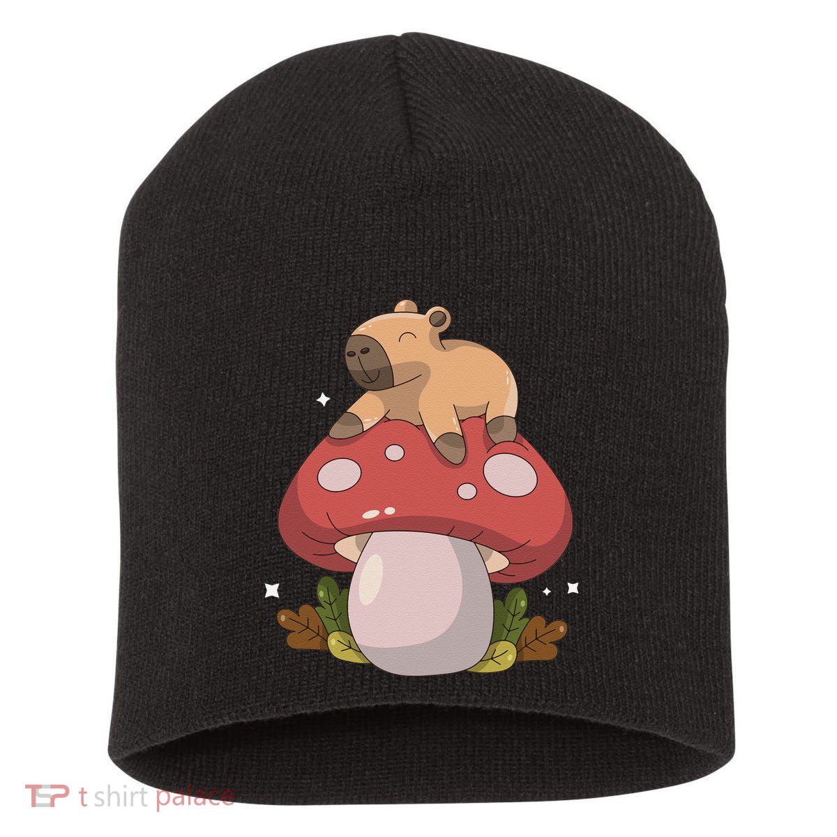 Cute Kawaii Capybara Mushroom Cottagecore Aesthetic Short Acrylic Beanie