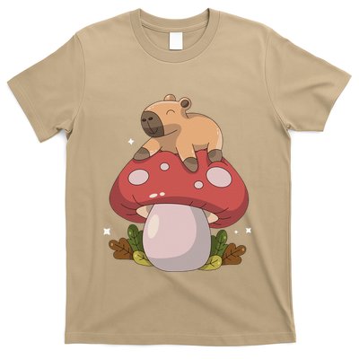 Cute Kawaii Capybara Mushroom Cottagecore Aesthetic T-Shirt