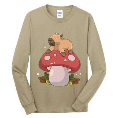 Cute Kawaii Capybara Mushroom Cottagecore Aesthetic Tall Long Sleeve T-Shirt