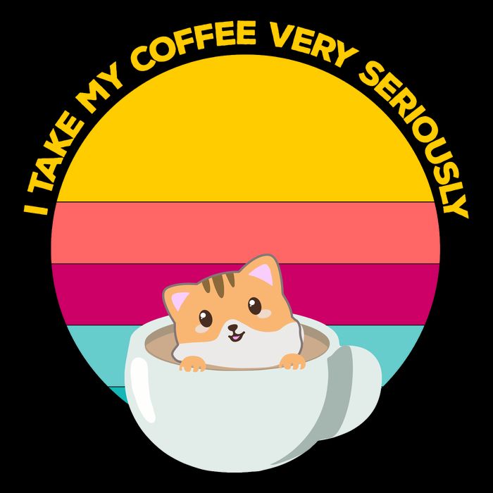 Cute Kawaii Cat In A Coffee Cup Funny Coffee Puns Retro Sunset Cat Lover Impact Tech Backpack