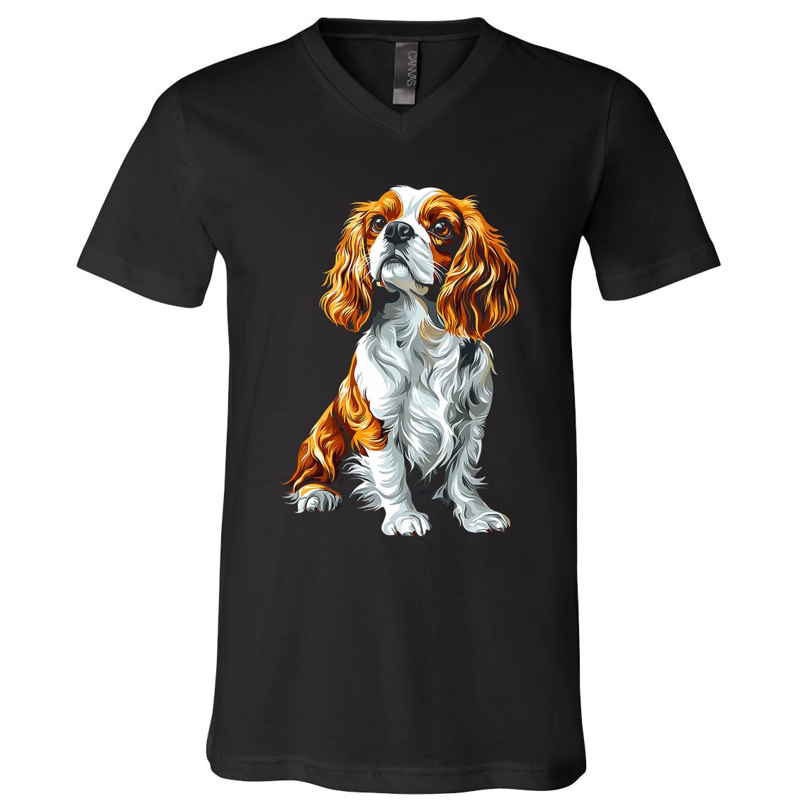 Cavalier King Charles Spaniel Dog Graphic Pet Artwork V-Neck T-Shirt
