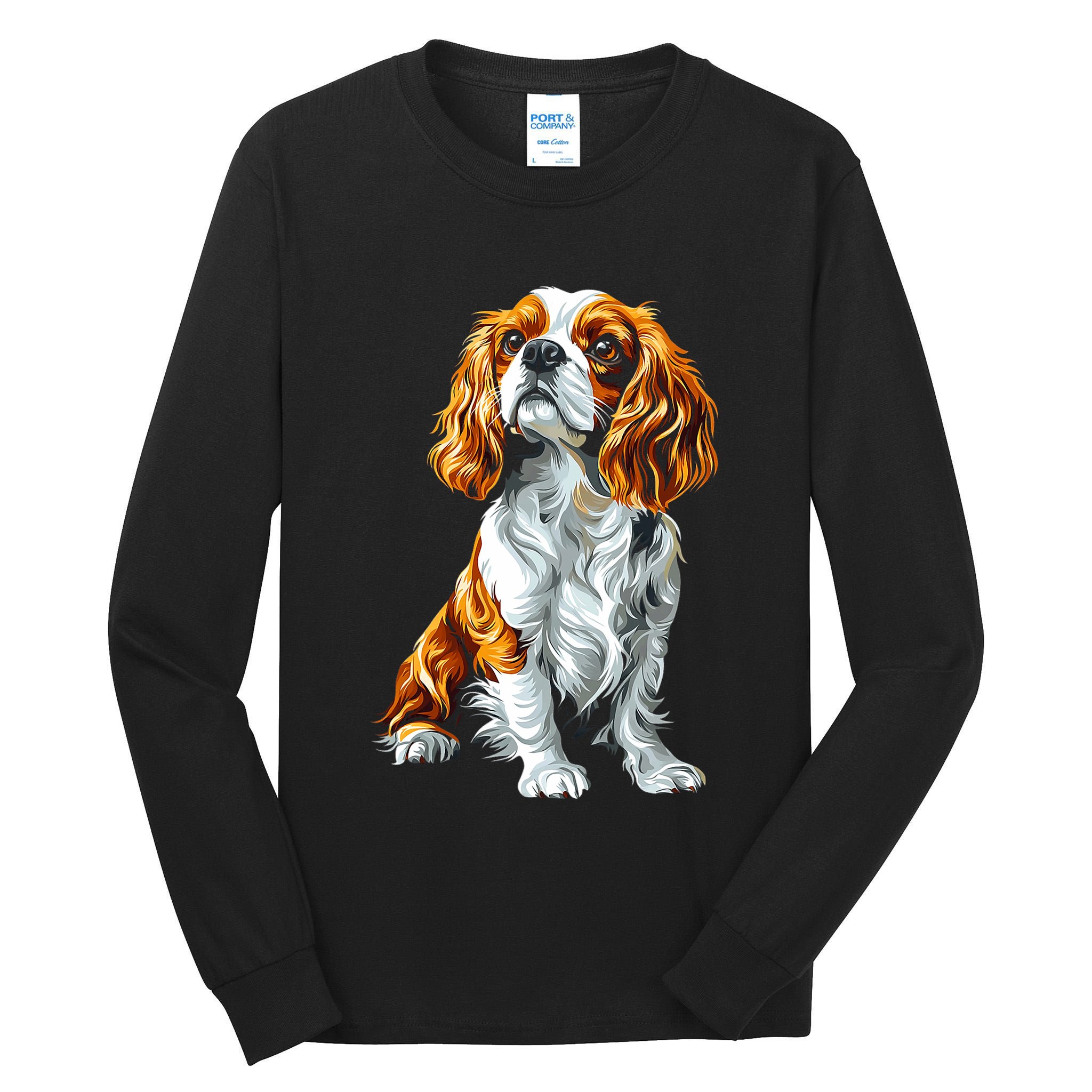 Cavalier King Charles Spaniel Dog Graphic Pet Artwork Tall Long Sleeve T-Shirt