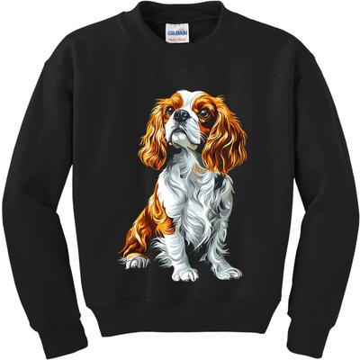 Cavalier King Charles Spaniel Dog Graphic Pet Artwork Kids Sweatshirt