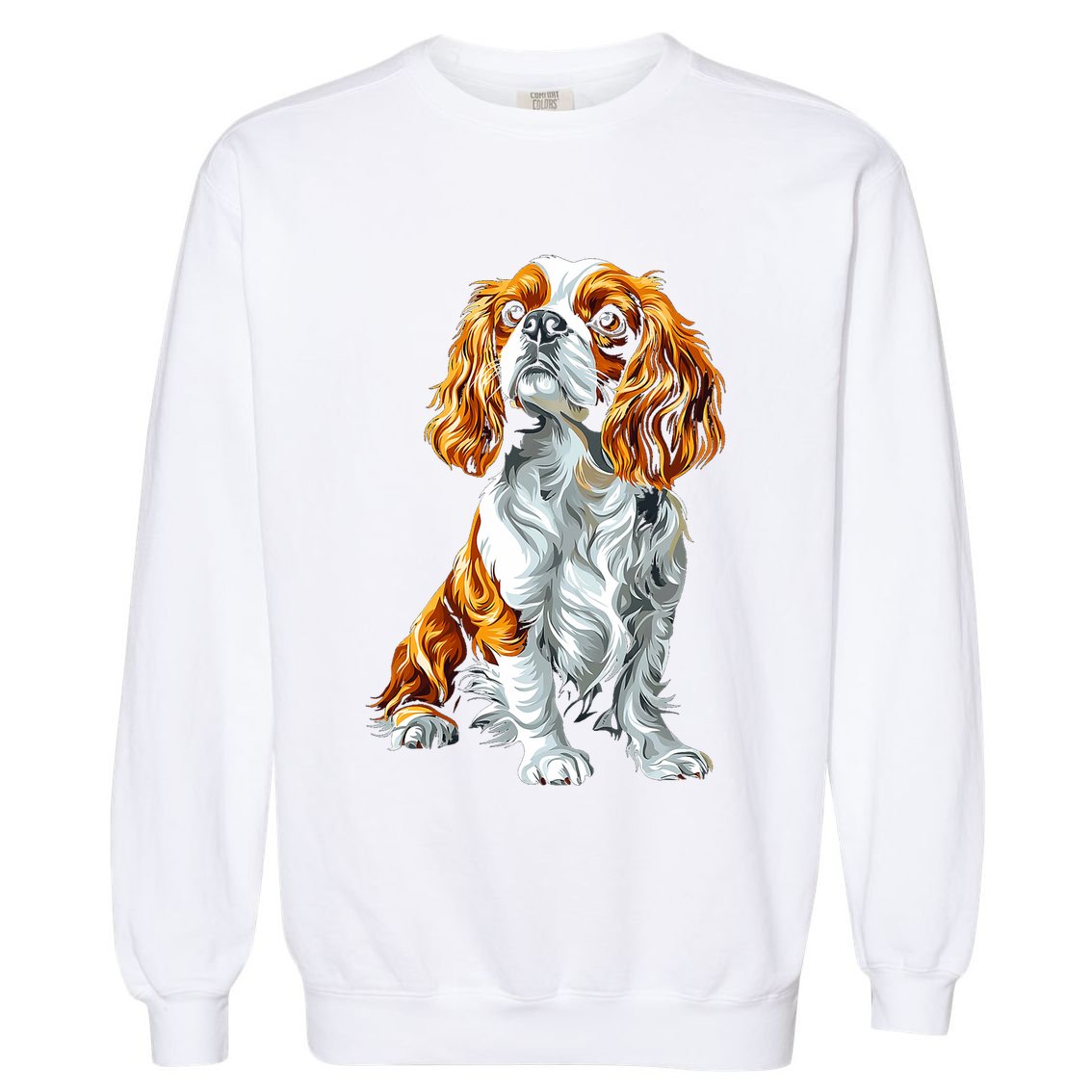 Cavalier King Charles Spaniel Dog Graphic Pet Artwork Garment-Dyed Sweatshirt