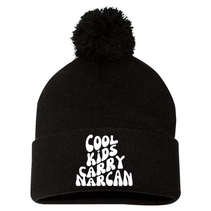 Cool Kids Carry Narcan End Overdose Awareness Pom Pom 12in Knit Beanie