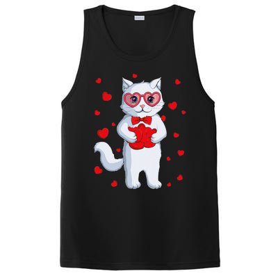 Cute Kawaii Cat Heart Valentines Day Kitten PosiCharge Competitor Tank