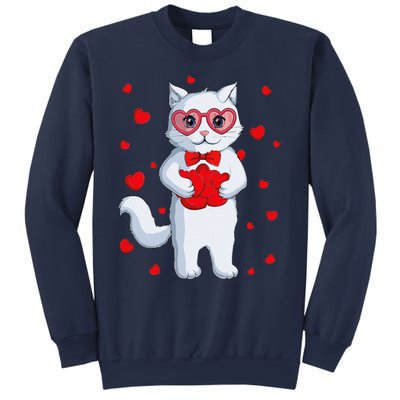 Cute Kawaii Cat Heart Valentines Day Kitten Sweatshirt