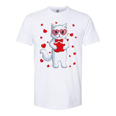 Cute Kawaii Cat Heart Valentines Day Kitten Softstyle® CVC T-Shirt