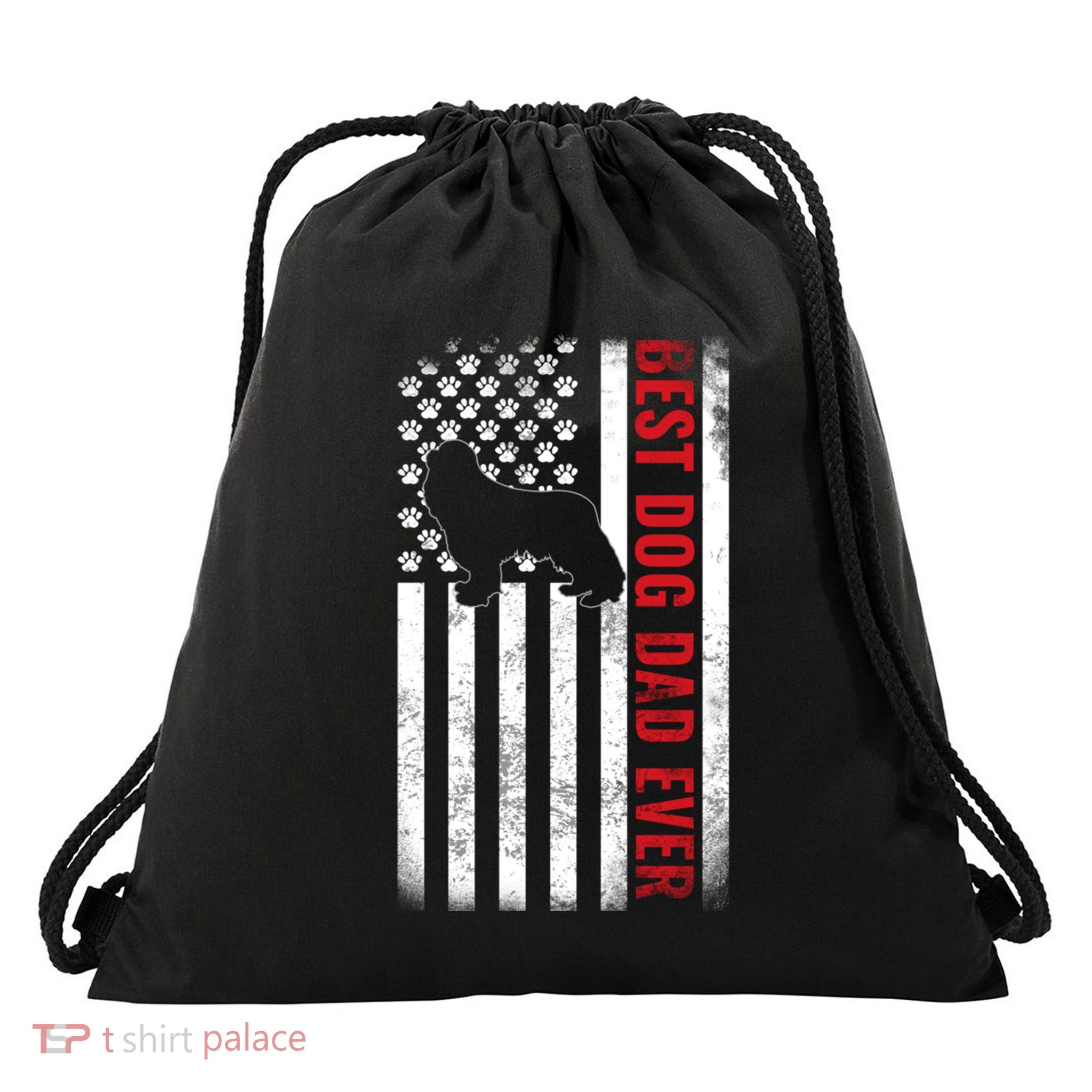 Cavalier King Charles Spaniel Dad Best Dog Dad Ever Usa Flag Cool Gift Drawstring Bag