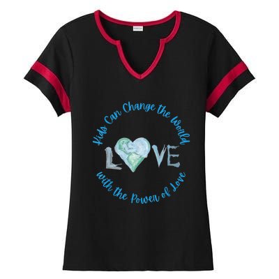 Cute Kids Can Change The World With Love Uplifting Message Ladies Halftime Notch Neck Tee