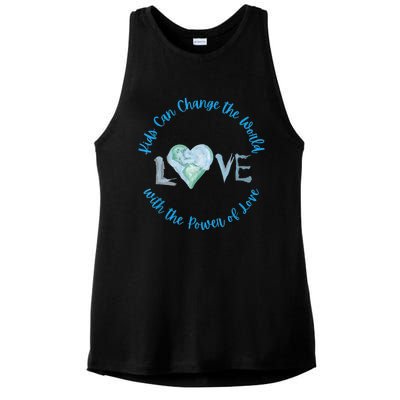 Cute Kids Can Change The World With Love Uplifting Message Ladies PosiCharge Tri-Blend Wicking Tank