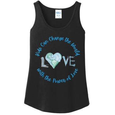 Cute Kids Can Change The World With Love Uplifting Message Ladies Essential Tank