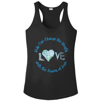 Cute Kids Can Change The World With Love Uplifting Message Ladies PosiCharge Competitor Racerback Tank