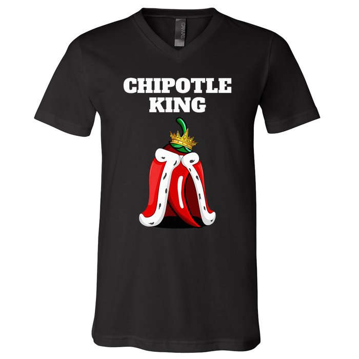 Chipotle King Chipotle Lover Mexican Chipotle V-Neck T-Shirt