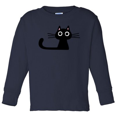 Cutie Kitty Cat Wide Eyed Black Kitten Toddler Long Sleeve Shirt