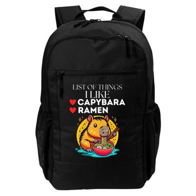 Cute Kawaii Capybara Pajamas List Of Things I Like Ramen Daily Commute Backpack