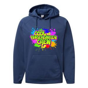 Cool Kindergarten Crew Graphitti Kindergarten Teacher Gift Performance Fleece Hoodie