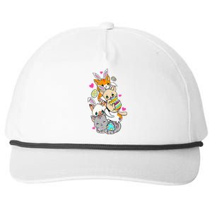 Cute Kawaii Cat Kitten Bunny Lover Easter Snapback Five-Panel Rope Hat