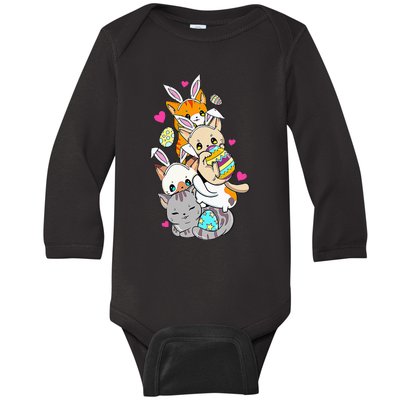 Cute Kawaii Cat Kitten Bunny Lover Easter Baby Long Sleeve Bodysuit