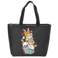 Cute Kawaii Cat Kitten Bunny Lover Easter Zip Tote Bag