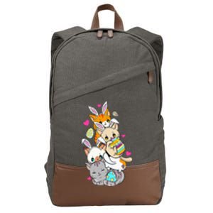 Cute Kawaii Cat Kitten Bunny Lover Easter Cotton Canvas Backpack