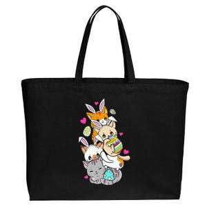 Cute Kawaii Cat Kitten Bunny Lover Easter Cotton Canvas Jumbo Tote