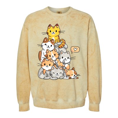 Cute Kawaii Cat Kitty Meowtain Cats Pile Chibi Women Girls Colorblast Crewneck Sweatshirt