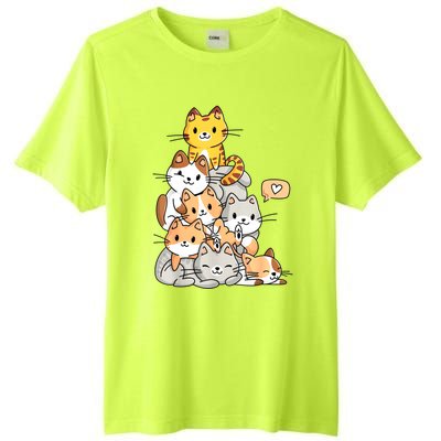 Cute Kawaii Cat Kitty Meowtain Cats Pile Chibi Women Girls Tall Fusion ChromaSoft Performance T-Shirt