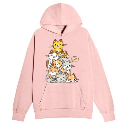 Cute Kawaii Cat Kitty Meowtain Cats Pile Chibi Women Girls Urban Pullover Hoodie