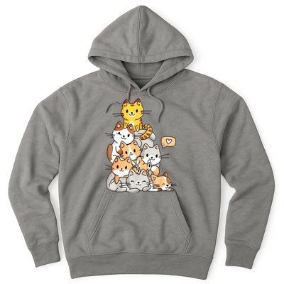 Cute Kawaii Cat Kitty Meowtain Cats Pile Chibi Women Girls Hoodie