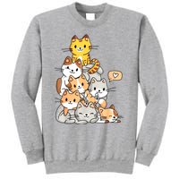 Cute Kawaii Cat Kitty Meowtain Cats Pile Chibi Women Girls Sweatshirt