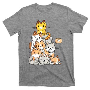 Cute Kawaii Cat Kitty Meowtain Cats Pile Chibi Women Girls T-Shirt