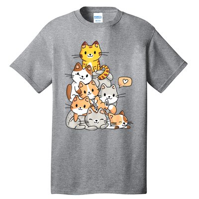 Cute Kawaii Cat Kitty Meowtain Cats Pile Chibi Women Girls Tall T-Shirt